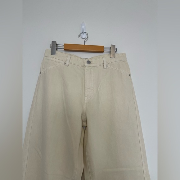 DL1961 Cream cargo wide leg high rise denim jeans 26 Pants - Picture 3 of 9